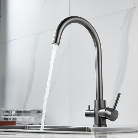 Смеситель для кухни Raffine F108T на мойку оружейная сталь