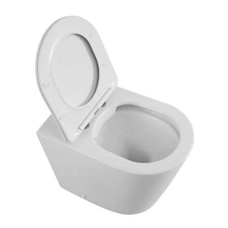 Унитаз приставной BelBagno FLAY-R BB1003CBR/SC белый с сиденьем микролифт безободковый каскадный смыв