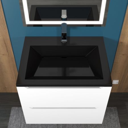 Раковина из искусственного камня Uperwood Olivia ROlivia60bg 60х50 полувстраиваемая цвет черный