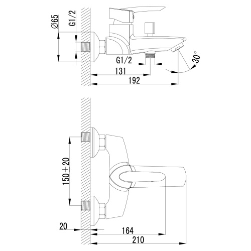 Смеситель для ванны LeMark Mars LM3502C настенный хром - фото 3