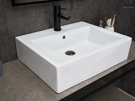 Раковина керамическая Gid Geométrico 51216 60х50 накладная цвет белый 1 отверстие под смеситель