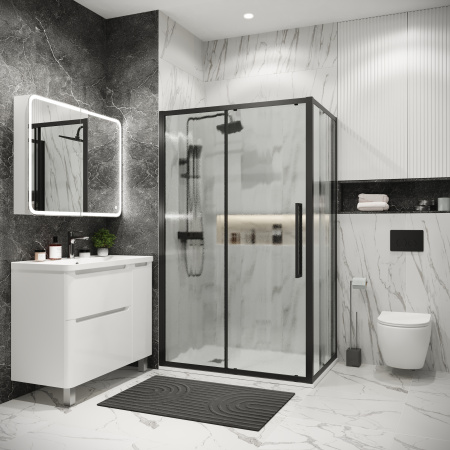 Душевая перегородка Grossman Cosmo 200.K33.02.70.21.02 70х195 стекло текстурное профиль черный матовый