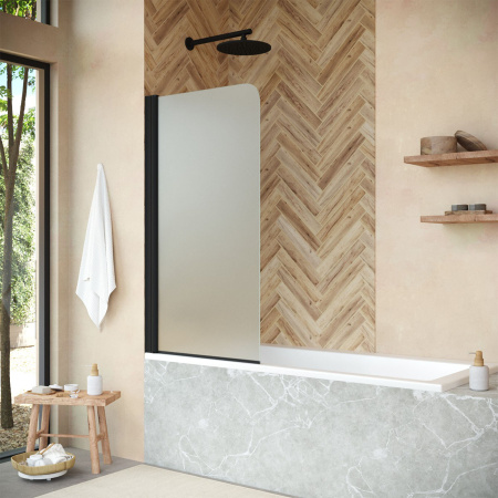 Душевая шторка на ванну Vegas-Glass EV+EV NOVO EV NOVO 76 02М 10 L 76х139 стекло матовое профиль черный матовый ориентация левая