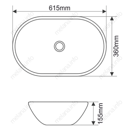 Раковина из сантехнического фарфора Melana 7811AMB-805 60х40 накладная цвет черный без отверстий под смеситель