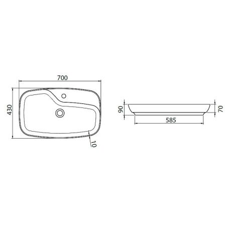 Раковина керамическая Allen Brau Liberty 4.32011.31 70х40 накладная цвет черный 1 отверстие под смеситель