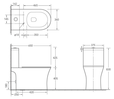 Унитаз напольный с бачком SantiLine SL-5010 цвет белый с сиденьем микролифт безободковый смыв воронка-водоворот