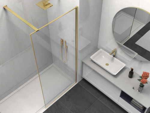 Душевая перегородка Vincea Walk in HS VSW-1HS800CLG 80х200 стекло прозрачное профиль золото брашированное - фото 3