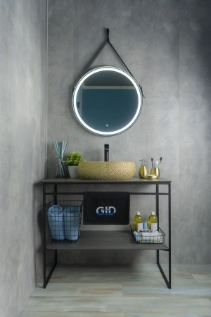 Раковина керамическая Gid Lago 52219 50х30 накладная цвет белый/золото без отверстий под смеситель