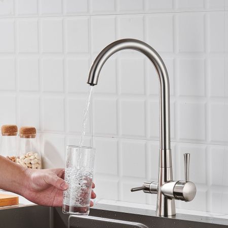 Смеситель для кухни Shevanik S428L на мойку сатин