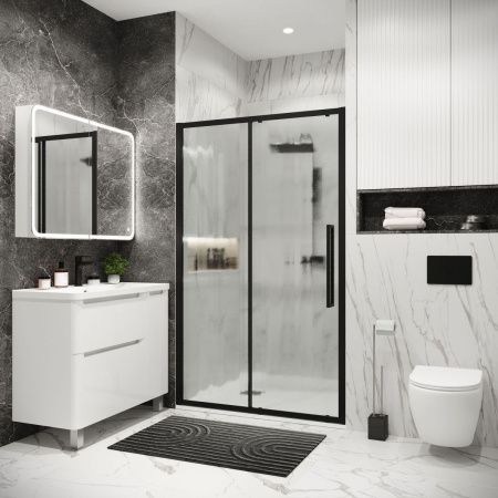 Душевая дверь Grossman Cosmo 100.K33.02.100.21.02 100х195 стекло текстурное профиль черный