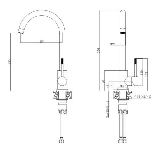 Смеситель для кухни Voda Kitchen K 55B на мойку черный - фото 3