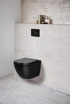 Унитаз подвесной Vincea Globo VT1-14MB черный матовый с сиденьем микролифт безободковый душевой смыв