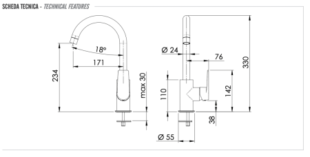 Смеситель для кухни Remer Dream D72 на мойку хром