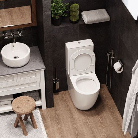 Унитаз напольный с бачком Cerutti SPA CT8709 белый с сиденьем микролифт безободковый каскадный смыв