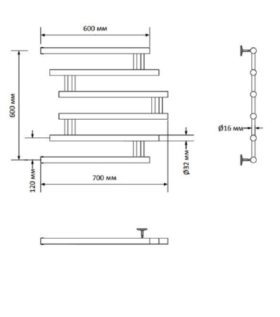 Полотенцесушитель Indigo Zip FZW60-60GDK3 71х63 водяной золото