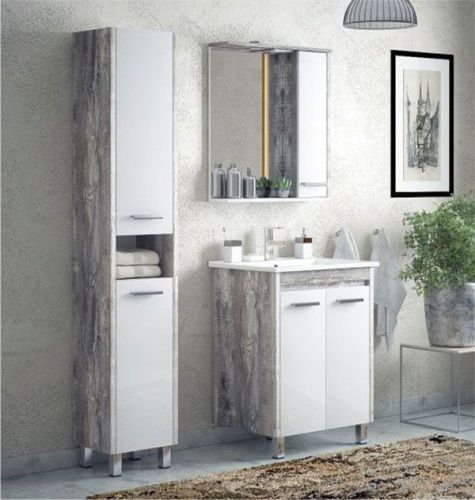 Шкаф-пенал Corozo Лорена SD-00000304 40х190 напольный цвет белый/коричневый - фото 3