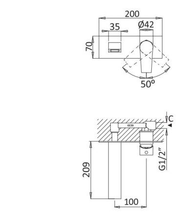 Смеситель для раковины Cezares NAUTIC NAUTIC-BLI-01-W0 встраиваемый в стену хром