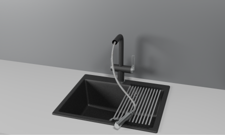 Смеситель для кухни Granula 8170, ЧЕРНЫЙ на мойку черный