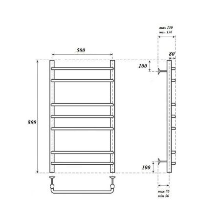 Полотенцесушитель электрический Point Нептун PN09158E 55х80 хром