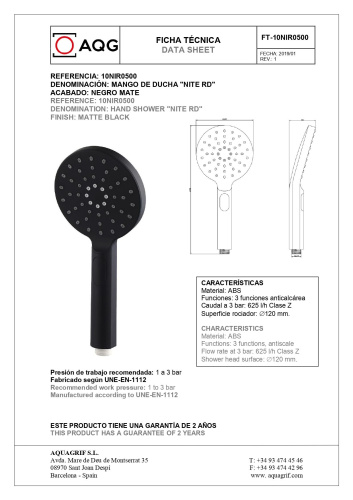 Лейка для ручного душа AQG 10NIR0500 круглая - фото 2