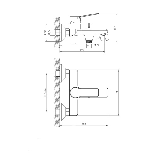 Смеситель для ванны Rush Haiti HA1935-44 настенный хром - фото 2