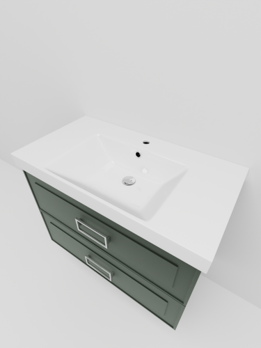 Тумба с раковиной La Fenice Cubo TWIN NFNC-01-CUB-G-80-2-3-80 90х62х49 подвесная цвет серо-зеленый - фото 3