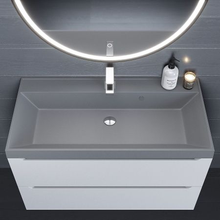 Раковина из искусственного камня Uperwood Classic Quartz 293020633 100х50 полувстраиваемая цвет серый