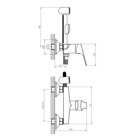 Гигиенический душ со смесителем Rossinka Rs29 RS29-52 хром