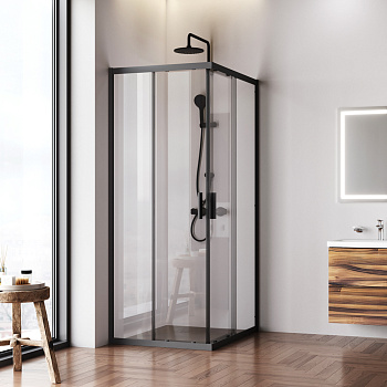 Душевой уголок Am.Pm Gem W90G-403-100280-BT 100х80 стекло прозрачное профиль черный матовый без поддона