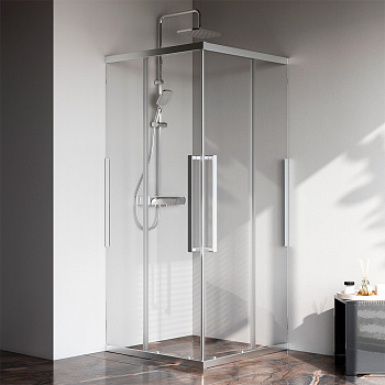 Душевой уголок Am.Pm Func W84G-403-9090-MT 88х88 стекло прозрачное профиль хром матовый без поддона