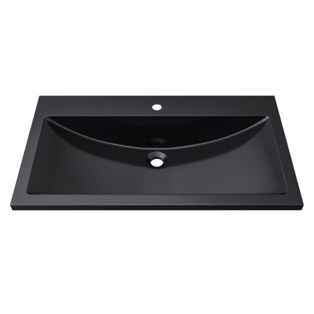 Раковина из искусственного камня Uperwood Self 4538341202 80х50 полувстраиваемая цвет черный