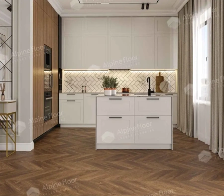 SPC ламинат Alpine Floor Chervon Alpine ECO 18-13 MC Дуб Коричневый Chevron толщина 0.5 см 43 класс 600х127