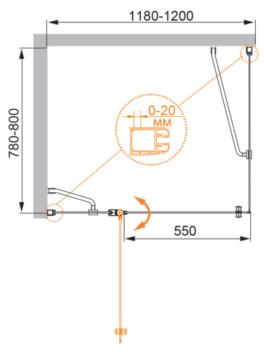 Душевой уголок Cezares ELENA ELENA-W-AH-1-120/80-P-Cr-L 120х80 стекло рифленое профиль хром глянцевый без поддона - фото 5