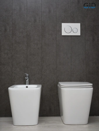 Унитаз приставной Gid Cuadrado 62240Y белый с сиденьем микролифт безободковый душевой смыв