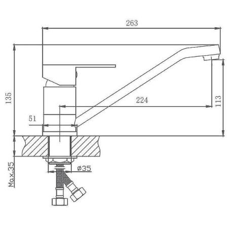 Смеситель для кухни Haiba HB802 HB42802 на мойку нержавеющая сталь