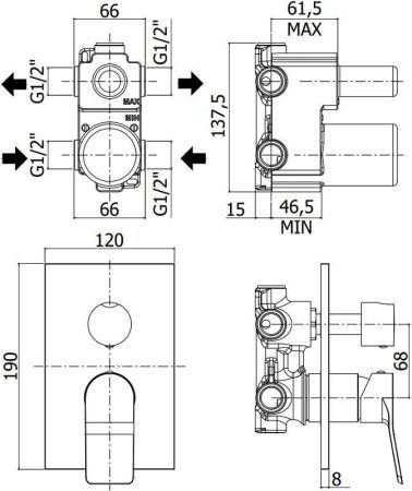 Смеситель для душа Paffoni Tilt TI018BO/M встраиваемый в стену белый