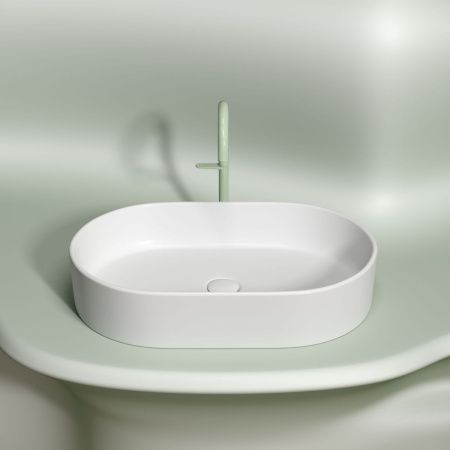 Раковина из сантехнического фарфора Ceramica Nova ELEMENT CN6048MW 60х40 накладная цвет белый без отверстий под смеситель