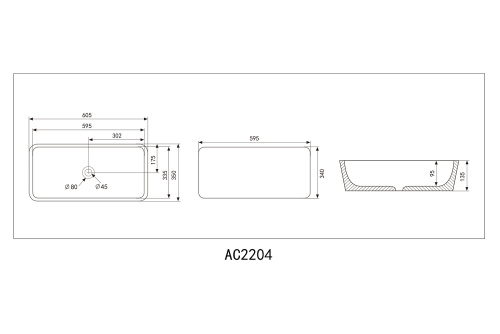 Раковина Abber RECHTECK 61 см AC2204MW накладная цвет белый матовый - фото 4