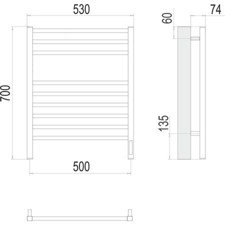 Полотенцесушитель электрический Terminus 4670078526229 55х70 хром