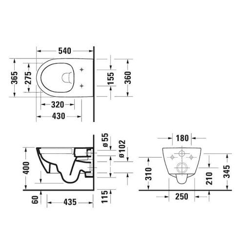 Унитаз подвесной Duravit No.1 45820900A1 белый с сиденьем микролифт безободковый смыв воронка-водоворот - фото 3