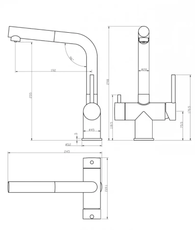 Смеситель для кухни Grocenberg GB4097NK на раковину никель