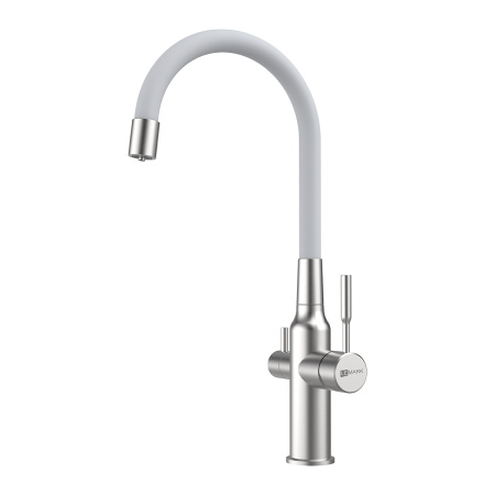 Смеситель для кухни LeMark Expert LM5083S-White на мойку сталь/белый без термостата