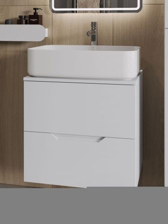 Тумба с раковиной Orange Line Li-60TuwMDF+B07-600W 60х50 подвесная цвет белый