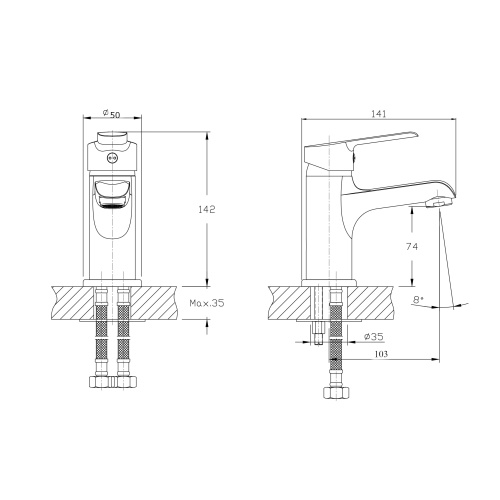 Смеситель Rush Victoria VI7135-11 на раковину хром - фото 2