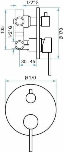 Смеситель Emmevi Piper 45019CER/NEO встраиваемый в стену черный - фото 2