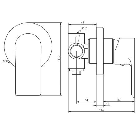 Смеситель для душа Damixa Apollo 477500300 встраиваемый в стену черный