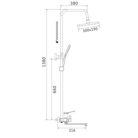 Душевая стойка Shevanik S6236H настенная цвет черный