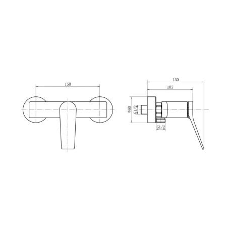 Смеситель для ванны и душа Fashun A2086-7 настенный черный