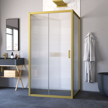 Душевой уголок Vegas-Glass ZP-U TUR+NOVO ZP-U NOVO h2000 100*100 03 Moru 100х100 стекло рифленое профиль золото матовое