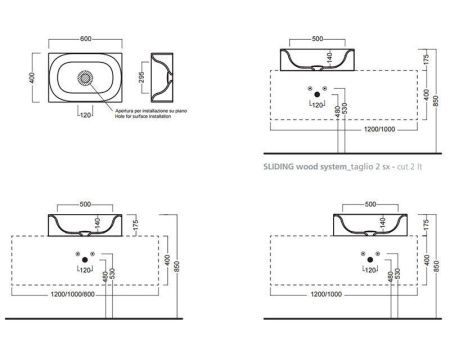 Раковина из сантехнического фаянса Hatria VALLEY Y1GD01 60х40 накладная цвет белый